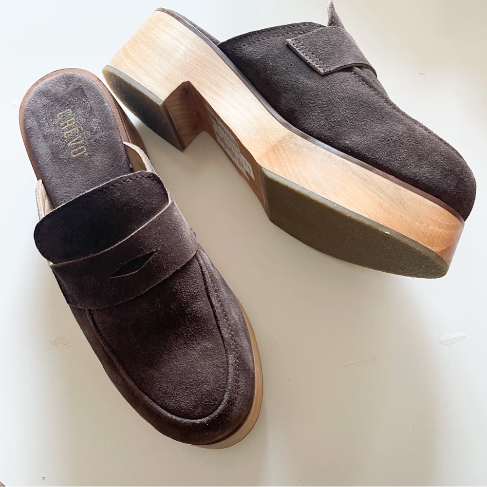 Crevo Dark Brown Suede Clogs